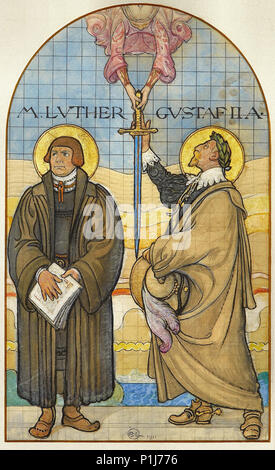 Carl Larsson - Martin Luther Och Gustav II Adolf Banque D'Images