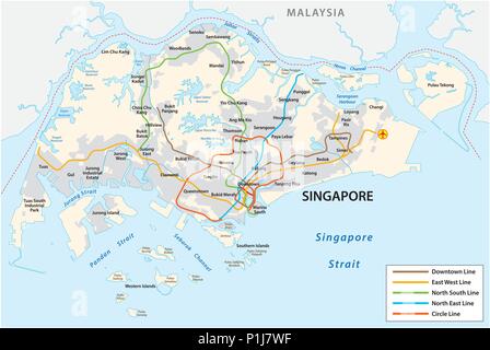 République de Singapour vector plan du métro Illustration de Vecteur