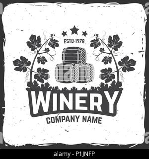 Entreprise vinicole d'un insigne, d'un signe ou d'étiquette. Vector illustration. Vintage design pour winery company, bar, pub, boutique, marque et restaurant d'affaires. Coaster pour verres à vin Illustration de Vecteur