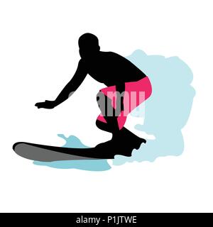 Silhouette surfeur Illustration de Vecteur