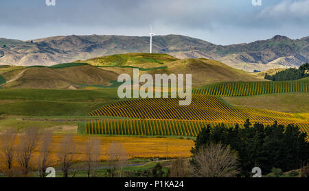 Wind turbine in rural landscape, Blenheim, île du Sud, Nouvelle-Zélande Banque D'Images