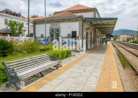 La gare de Pinhao. Le Portugal. Banque D'Images