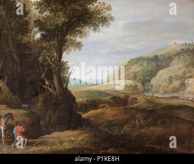 'Paysage avec Saint Hubert et le cerf", fin 16e ou début du 17e siècle. Artiste : Paul Bril. Banque D'Images