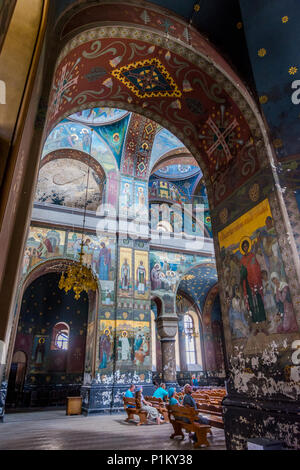 Nouvelle Athos, Abkhazie/Géorgie - Sep 2, 2017 : Belle et sombre de l'intérieur de fresques peintes Novy Afon monastère orthodoxe, de l'Abkhazie Banque D'Images