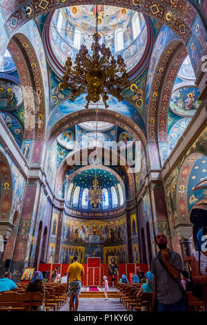 Nouvelle Athos, Abkhazie/Géorgie - Sep 2, 2017 : Belle et sombre de l'intérieur de fresques peintes Novy Afon monastère orthodoxe, de l'Abkhazie Banque D'Images