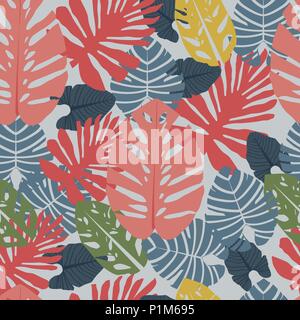Feuilles de couleurs tropicales dans l'arrière-plan Illustration de Vecteur