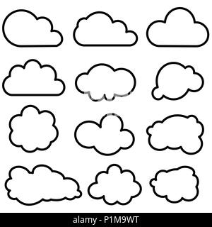 Collection de formes de nuages Illustration de Vecteur