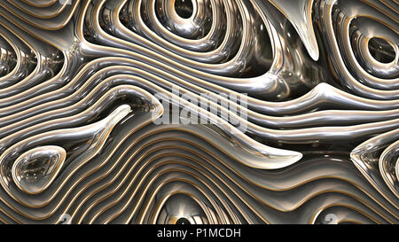 Courbes abstraites - Metal formes courbes paramétriques seamless background 4k - 3D Rendering Banque D'Images