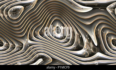 Courbes abstraites - Metal formes courbes paramétriques seamless background 4k - 3D Rendering Banque D'Images