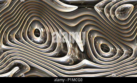 Courbes abstraites - Metal formes courbes paramétriques seamless background 4k - 3D Rendering Banque D'Images