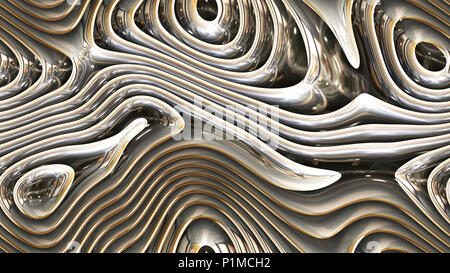 Courbes abstraites - Metal formes courbes paramétriques seamless background 4k - 3D Rendering Banque D'Images