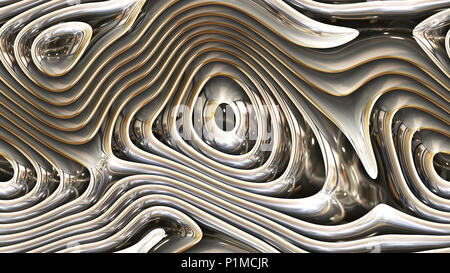 Courbes abstraites - Metal formes courbes paramétriques seamless background 4k - 3D Rendering Banque D'Images