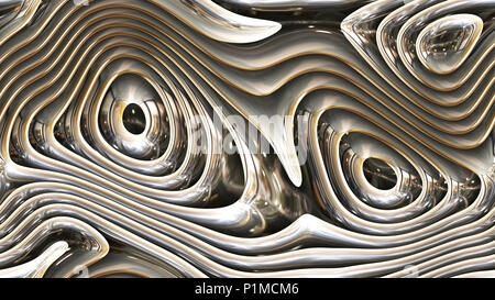 Courbes abstraites - Metal formes courbes paramétriques seamless background 4k - 3D Rendering Banque D'Images