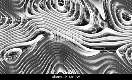 Résumé - les courbes paramétriques d'argent des lignes courbes et des formes d'arrière-plan transparent 4k - 3D Rendering Banque D'Images