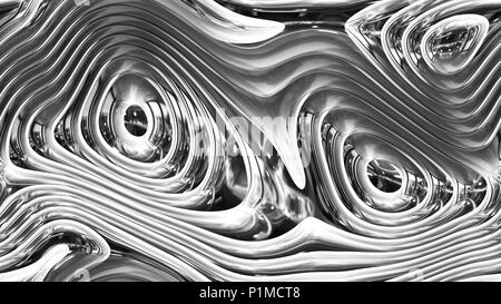 Résumé - les courbes paramétriques d'argent des lignes courbes et des formes d'arrière-plan transparent 4k - 3D Rendering Banque D'Images