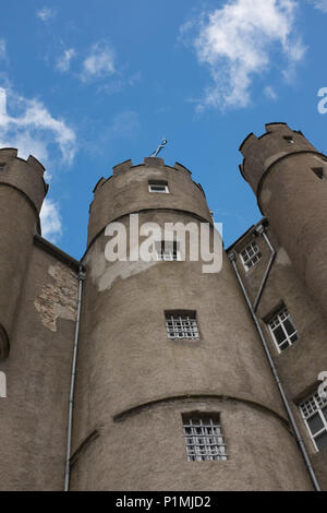 Vue vers le haut de Braemar Castle, dans l'Aberdeenshire, Ecosse Banque D'Images