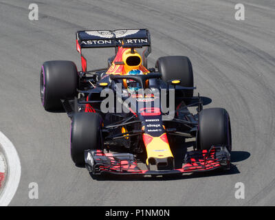 Montréal, Canada 6/9/2018. Daniel Ricciardo de l'Australie pour Aston Martin Racing Red Bull durant la séance de qualification au Grand Prix de Formule 1 de l'o Banque D'Images