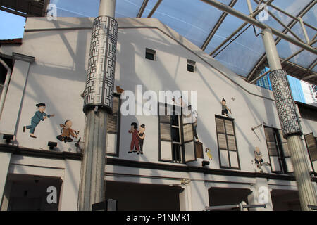 Immeuble sur la rue de Nankin dans Chinatown (Singapour). Banque D'Images