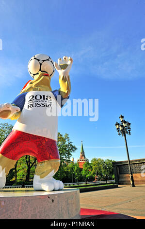 Moscou, Russie - le 08 mai : Zabivaka, symbole et la mascotte de la Coupe du Monde de la FIFA 2018 en Russie à Moscou le 8 mai 2018. Banque D'Images