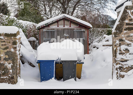 Bonnyrigg Edinburgh extérieur en mars 2018 après une importante chute de neige Banque D'Images