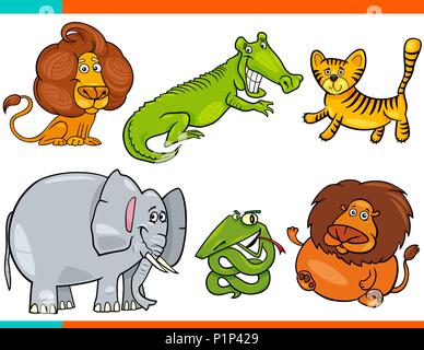 Cartoon Illustration d'animaux Jeu de caractères drôles Illustration de Vecteur