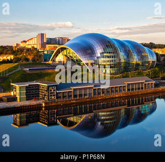 Une vue de Sage Gateshead à l'aube, Gateshead, Tyne et Wear, Angleterre du Nord-Est, Royaume-Uni Banque D'Images