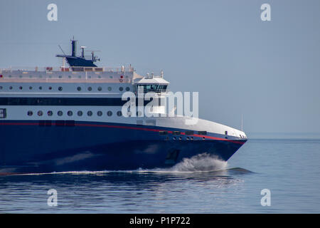 SKAGERRAK OCÉAN, DANEMARK - le 19 mai 2018 : Le ferry Superspeed 1 MS en service sur le Kristiansand-Hirtshals à vélo. Détenu et exploité par ligne de couleur. Banque D'Images