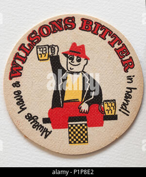 Vintage British Beer Mat Amer Wilsons Publicité Banque D'Images