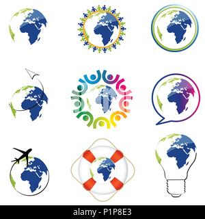 Icônes du monde Illustration de Vecteur