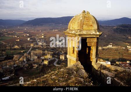 Cardona, ville et paysage du château. Banque D'Images