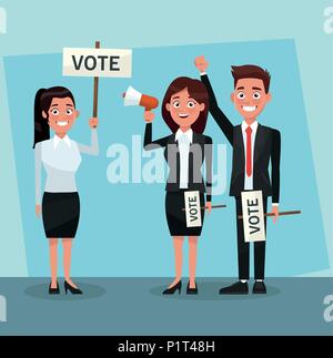 Les politiciens en campagne de vote Illustration de Vecteur