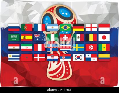 Moscou, Russie, juin-juillet 2018 - La Russie et la Coupe du Monde 2018 Drapeau russe, editorial Illustration de Vecteur