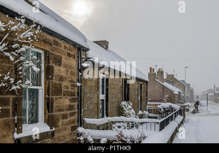 Bonnyrigg Edinburgh extérieur en mars 2018 après une importante chute de neige Banque D'Images