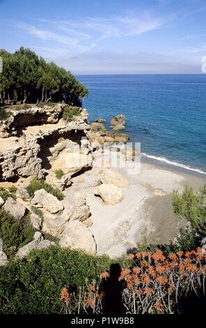 Espagne - Catalogne - Baix Camp (district) - Tarragone. Miami Playa / Mont-Roig del Camp / Montroig ; playa / platja Cala del Pescador. Banque D'Images