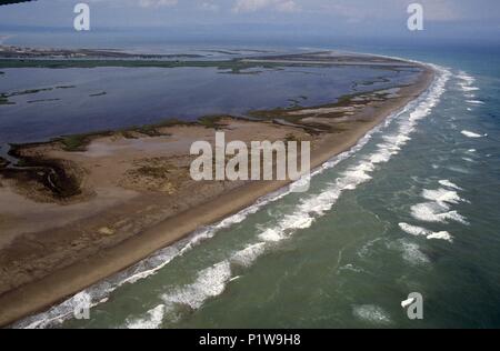 Baix Ebre : Delta del Ebro, l'île de Buda et l'embouchure de la rivière (Baix Ebre). Banque D'Images