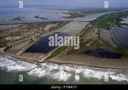 Montsià : Parque Natural del Delta del Ebro / Parc naturel du delta de l'Èbre, vue aérienne (Montsià). Banque D'Images