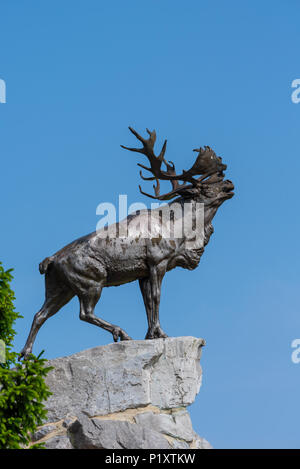 Le Caribou Memorial donnant sur le champ de bataille de la Somme à Terre-Neuve Memorial Park, Somme Banque D'Images