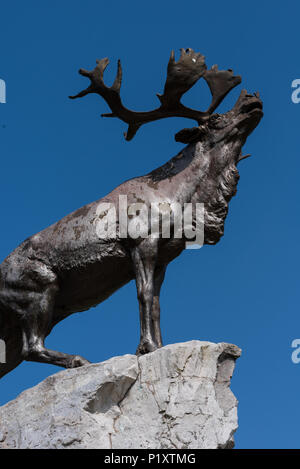 Le Caribou Memorial donnant sur le champ de bataille de la Somme à Terre-Neuve Memorial Park, Somme Banque D'Images