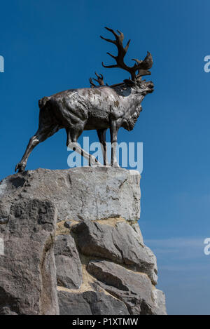 Le Caribou Memorial donnant sur le champ de bataille de la Somme à Terre-Neuve Memorial Park, Somme Banque D'Images