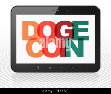 Blockchain concept : Tablette PC Ordinateur avec Dogecoin sur l'affichage Banque D'Images