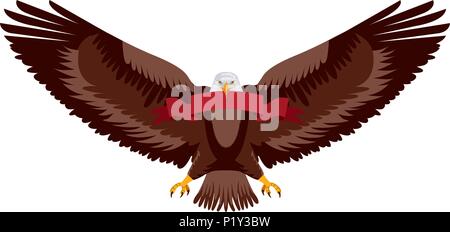 American Eagle ailes propagation avec ruban dans les serres vector illustration Illustration de Vecteur