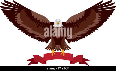 American Eagle ailes propagation avec ruban dans les serres vector illustration Illustration de Vecteur