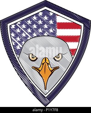 American Eagle usa flag dessin illustration vectorielle, emblème du bouclier Illustration de Vecteur