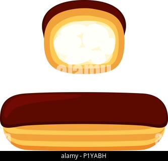 Eclair au chocolat Gâteau coloré cartoon set Illustration de Vecteur