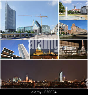 Des capacités ; Skyline ; Allemagne ; architecture ; ville ; leipzig, Saxe ; nuit ; cour ; Skyline ; voir ; paysage urbain ; université ; panorama ; Europe ; nuages ; fédéral Banque D'Images
