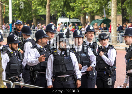 Un groupe d'officiers de police métropolitaine sur le Mall at Trooping the Color ou la Queen's Birthday Parade, The Mall, Londres, Royaume-Uni Banque D'Images