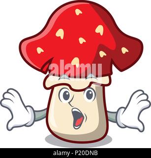 Surpris amanita mushroom mascot cartoon Illustration de Vecteur