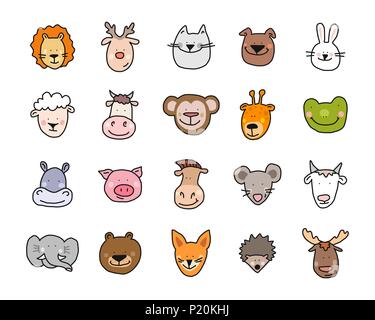 Cartoon vector illustration télévision animaux mignons de visages pour bébé et carte invitation Illustration de Vecteur