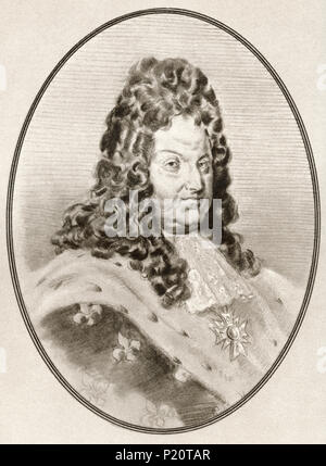 Louis XIV, 1638 - 1715, alias Louis le Grand ou le Roi Soleil. Roi de France. Illustration par Gordon Ross, artiste et illustrateur américain (1873-1946), de la vie des dirigeants. Banque D'Images