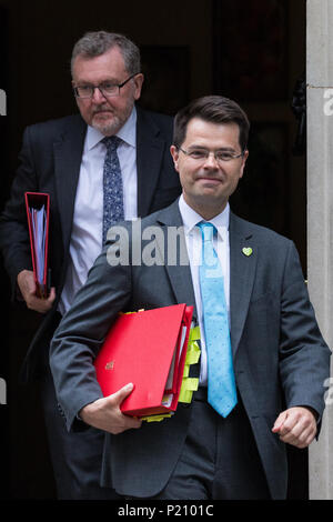 Londres, Royaume-Uni. 12 Juin, 2018. James Brokenshire, député, secrétaire d'État du logement, des communautés et des Gouvernements locaux, et David Mundell MP, Secrétaire d'État pour l'Écosse, laissez 10 Downing Street, à la suite d'une réunion du Cabinet tenue avant la Chambre des communes débat et votes sur les amendements proposés par la Chambre des Lords à l'UE. Loi Retrait Credit : Mark Kerrison/Alamy Live News Banque D'Images